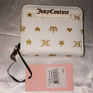 Juicy Couture Angel White Gold Glitter Star Girl Small Zip Around Wallet NWT